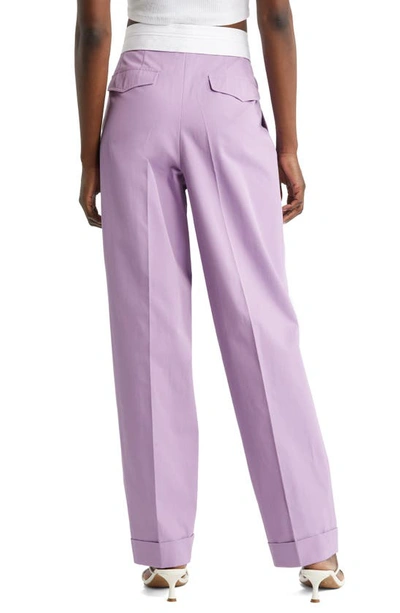 Shop Nackiyé Gentlewoman Pleated High Waist Cotton Gabardine Trousers In Lilac