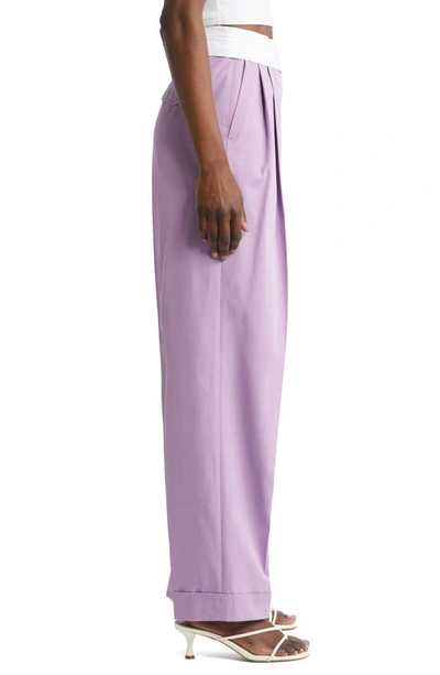 Shop Nackiyé Gentlewoman Pleated High Waist Cotton Gabardine Trousers In Lilac