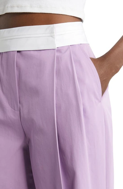 Shop Nackiyé Gentlewoman Pleated High Waist Cotton Gabardine Trousers In Lilac