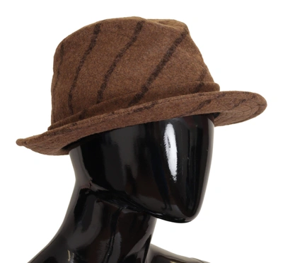 Shop Dolce & Gabbana Brown Fedora Striped Print Summer Women's Hat