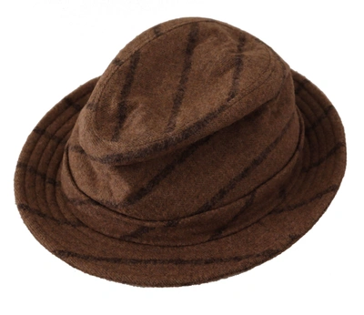 Shop Dolce & Gabbana Brown Fedora Striped Print Summer Women's Hat