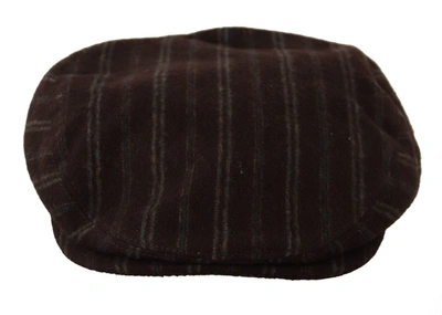 Shop Dolce & Gabbana Brown Stripes Newsboy Men Capello Wool Men's Hat
