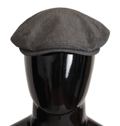 Shop Dolce & Gabbana Gray Newsboy Men Capello Cotton Blend Men's Hat