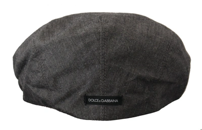 Shop Dolce & Gabbana Gray Newsboy Men Capello Cotton Blend Men's Hat