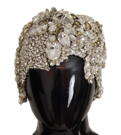 Shop Dolce & Gabbana Silver Teardrop Beaded Casque Sequin Turban Women's Headdress