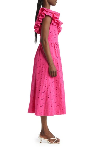 Shop Ted Baker Mirza Ruffle Midi Dress In Bright Pink