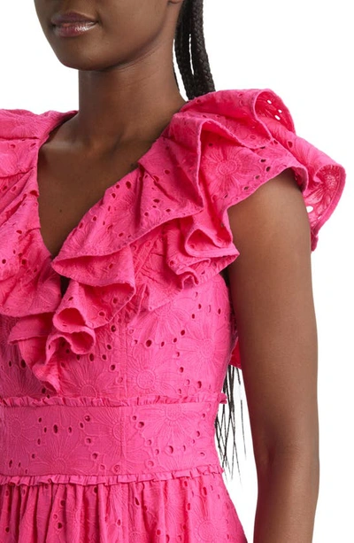 Shop Ted Baker Mirza Ruffle Midi Dress In Bright Pink