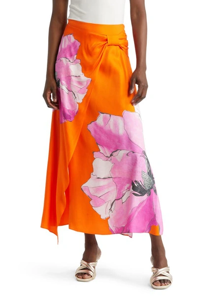 Shop Ted Baker Bethhie Twist Detail Faux Wrap Skirt In Bright Orange