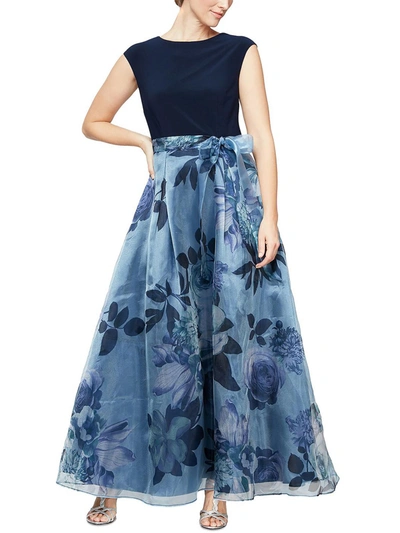 Shop Slny Petites Womens Betled Maxi Evening Dress In Blue