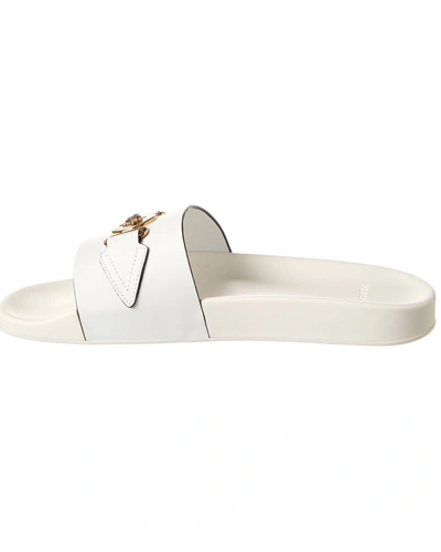 Shop Versace Medusa Leather Slide In White