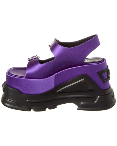 Shop Versace Medusa Anthem Silk Platform Sandal In Purple