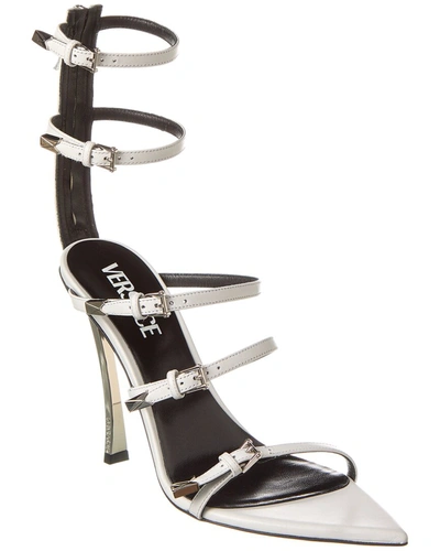 Shop Versace Pin-point Leather Sandal In White