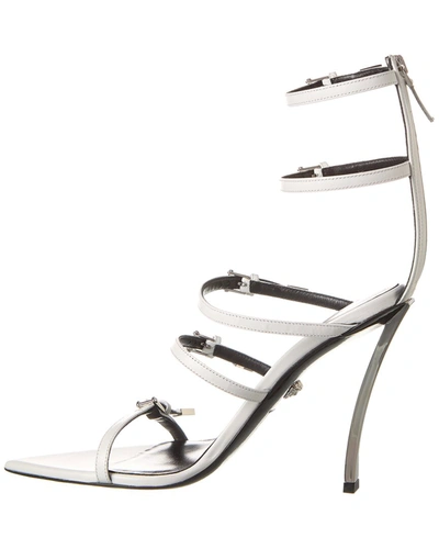Shop Versace Pin-point Leather Sandal In White