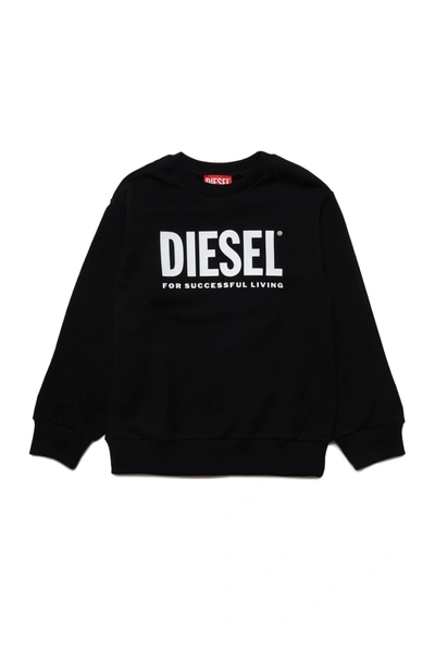 Shop Diesel Cotton Crew-neck Sweatshirt With Logo In Black