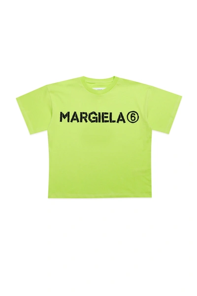Shop Mm6 Maison Margiela Crew-neck Jersey T-shirt With Logo In Green