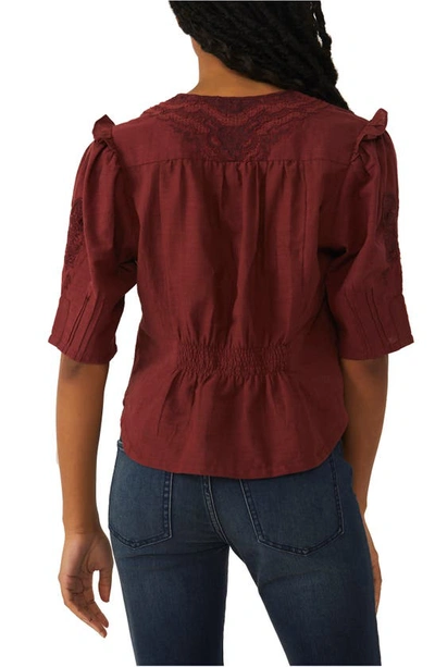 Shop Free People Laurie Embroidered Blouse In Nutmeg