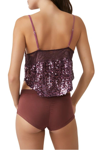 Shop Free People Right Rhythm Sequin Crop Camisole In Wine Combo