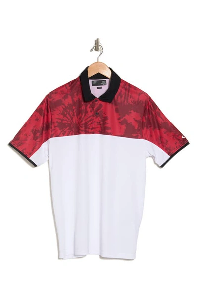 Shop Oakley Colorblock Short Sleeve Polo In Iron Red