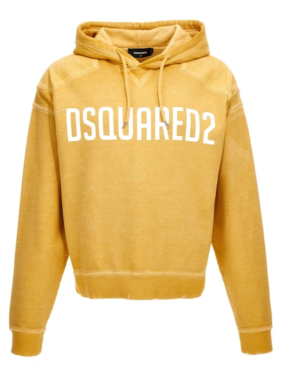 Shop Dsquared2 Cipro Fit Hoodie Sweatshirt In Yellow