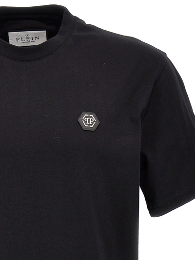 Shop Philipp Plein Logo Plaque T-shirt Black
