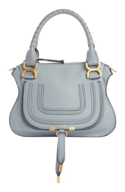 Shop Chloé Small Marcie Leather Satchel In Storm Blue 41a