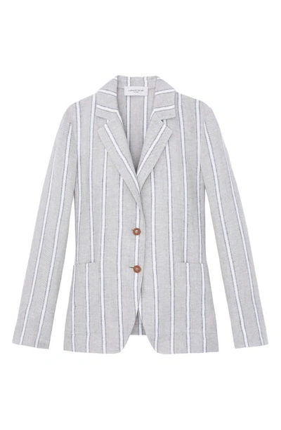 Lafayette 148 Linen Notched Collar Blazer In Sandstone Multi