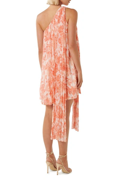 Shop Ever New Veronica Floral Pleated One-shoulder Shift Dress In Siren Peony Bloom