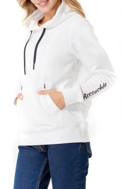 Shop Accouchée Maternity/nursing Hoodie In Egg Shell
