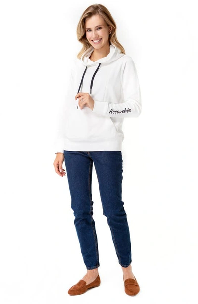 Shop Accouchée Maternity/nursing Hoodie In Egg Shell