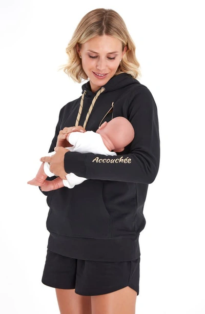 Shop Accouchée Maternity/nursing Hoodie In Black