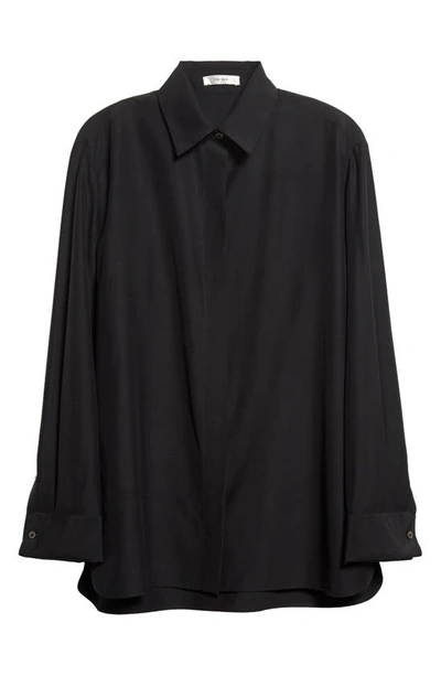 Shop The Row Sisella Silk & Wool Button-up Shirt In Black