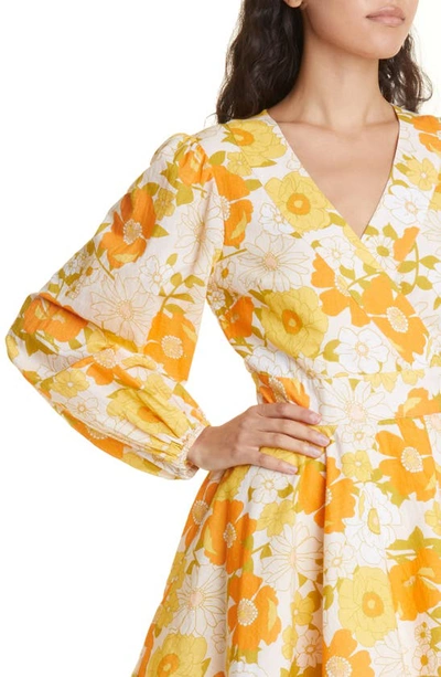 Shop Mille Nan Floral Long Sleeve Cotton Wrap Dress In Retro Floral