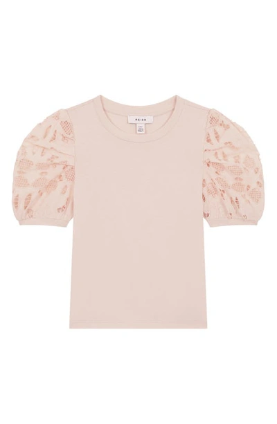 Shop Reiss Kids' Albertta Puff Sleeve Top In Pink