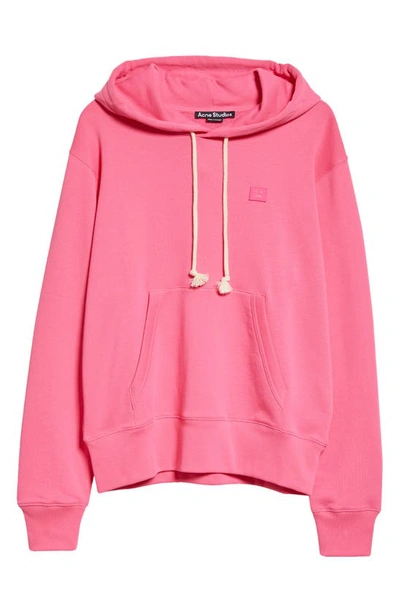 Shop Acne Studios Fairah Face Patch Oversize Cotton Hoodie In Bright Pink