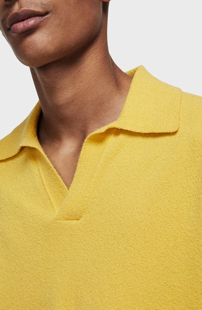 Shop Rag & Bone Zuma Johnny Collar Terry Cloth Polo In Faded Yellow