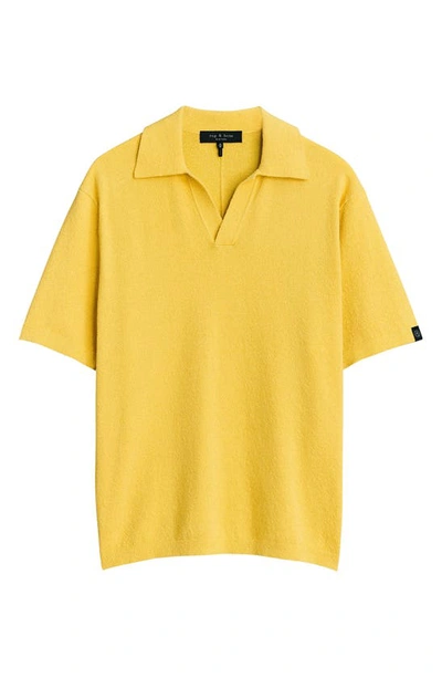 Shop Rag & Bone Zuma Johnny Collar Terry Cloth Polo In Faded Yellow