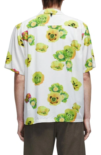 Shop Rag & Bone Avery Print Short Sleeve Button-up Camp Shirt In Citron Poppy