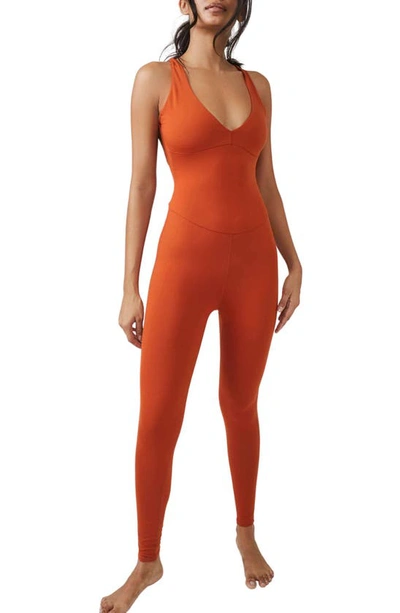 Shop Fp Movement Elevate Performance Jumpsuit In Red Earth