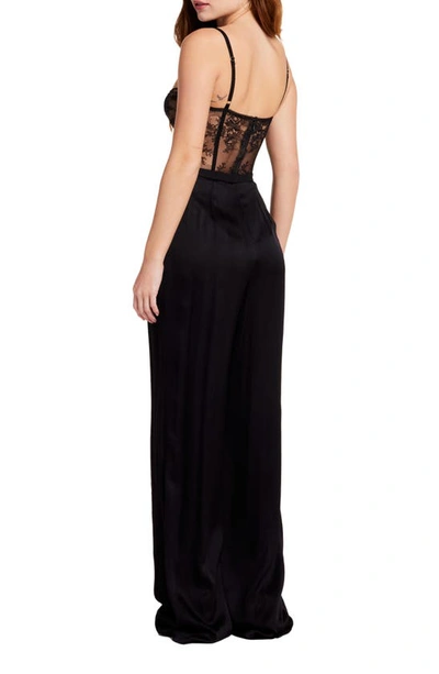 Shop Katie May Tink Lace Corset Bodice Wide Leg Jumpsuit In Black