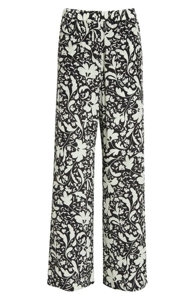 Shop Stella Mccartney Flower Print Silk Wide Leg Pants In 8420 Black Multicolor