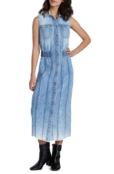 Shop Wash Lab Denim Alice Sleeveless Denim Shirtdress In Powder Blue