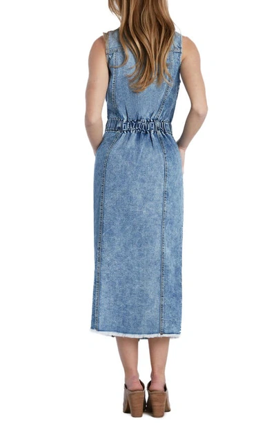 Shop Wash Lab Denim Alice Sleeveless Denim Shirtdress In Mountain Blue