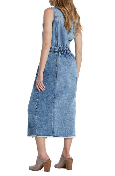 Shop Wash Lab Denim Alice Sleeveless Denim Shirtdress In Mountain Blue