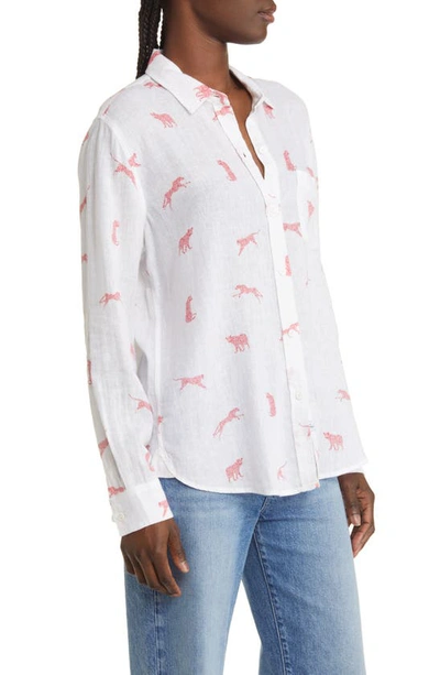 Shop Rails Charli Cheetah Print Linen Blend Button-up Shirt In Rose Leopard