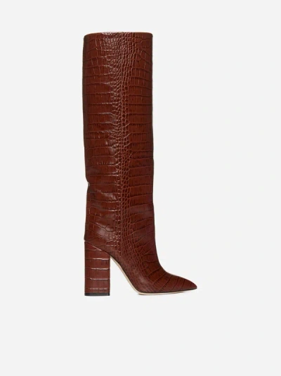 Shop Paris Texas Anja Animalier-effect Leather Boots In Chocolate