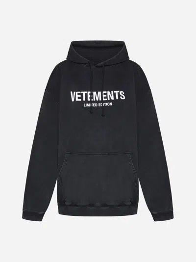 Shop Vetements Limited Edition Logo Cotton-blend Hoodie In Black