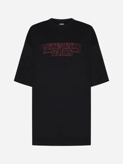 Shop Vetements Paris Cotton Oversized T-shirt In Black