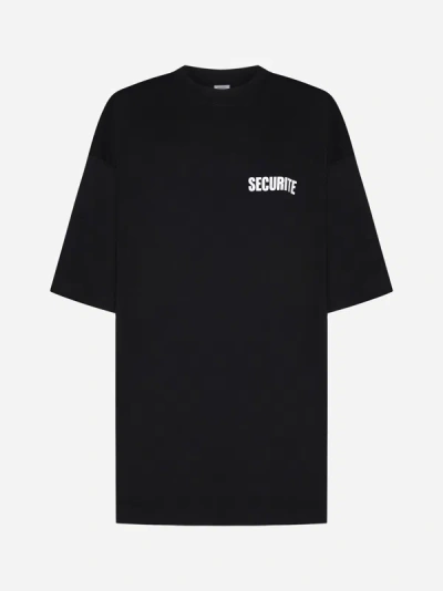 Shop Vetements Securite Cotton Oversized T-shirt In Black