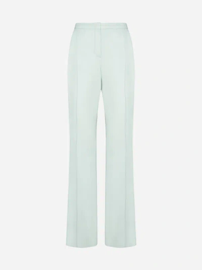 Shop Givenchy Silk Flared Trousers In Mint Green