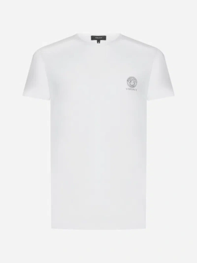 Shop Versace Medusa Cotton T-shirt In White